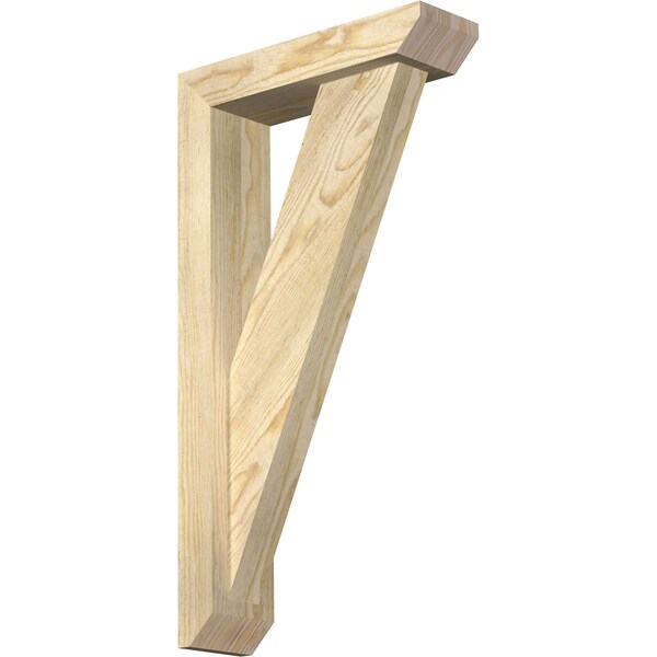Ekena Millwork Traditional Slat Rough Sawn Bracket w/ Offset Brace, Douglas Fir, 4"W x 14"D x 26"H BKT0402X14X26TRA06RDF - main